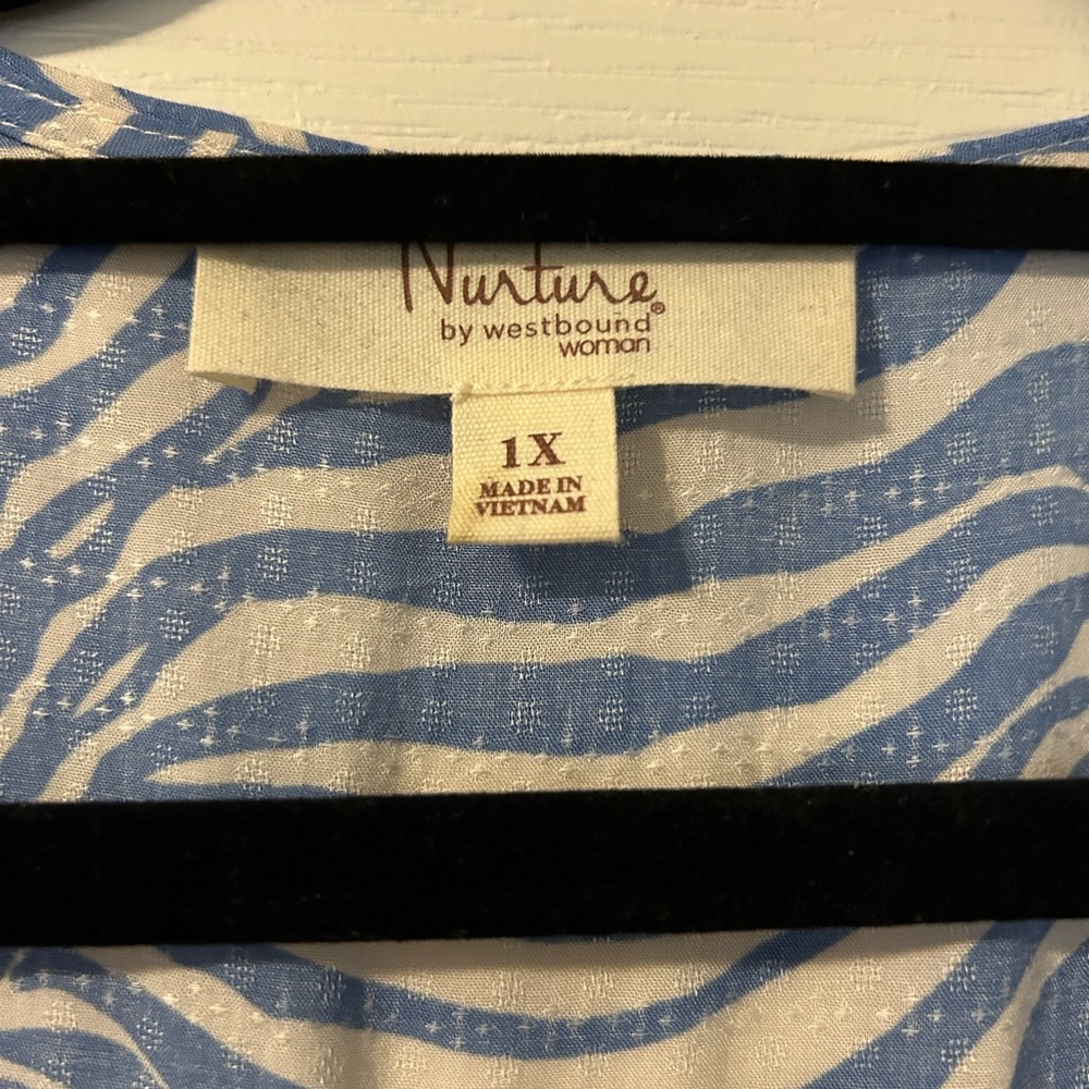 Nurture by Westbound Blue and White Tiered V‑Neck Maxi Dress - Picture 2 of 3